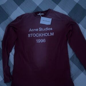 Acne Studios Burgundy Logo Crewneck Sweatshirt
